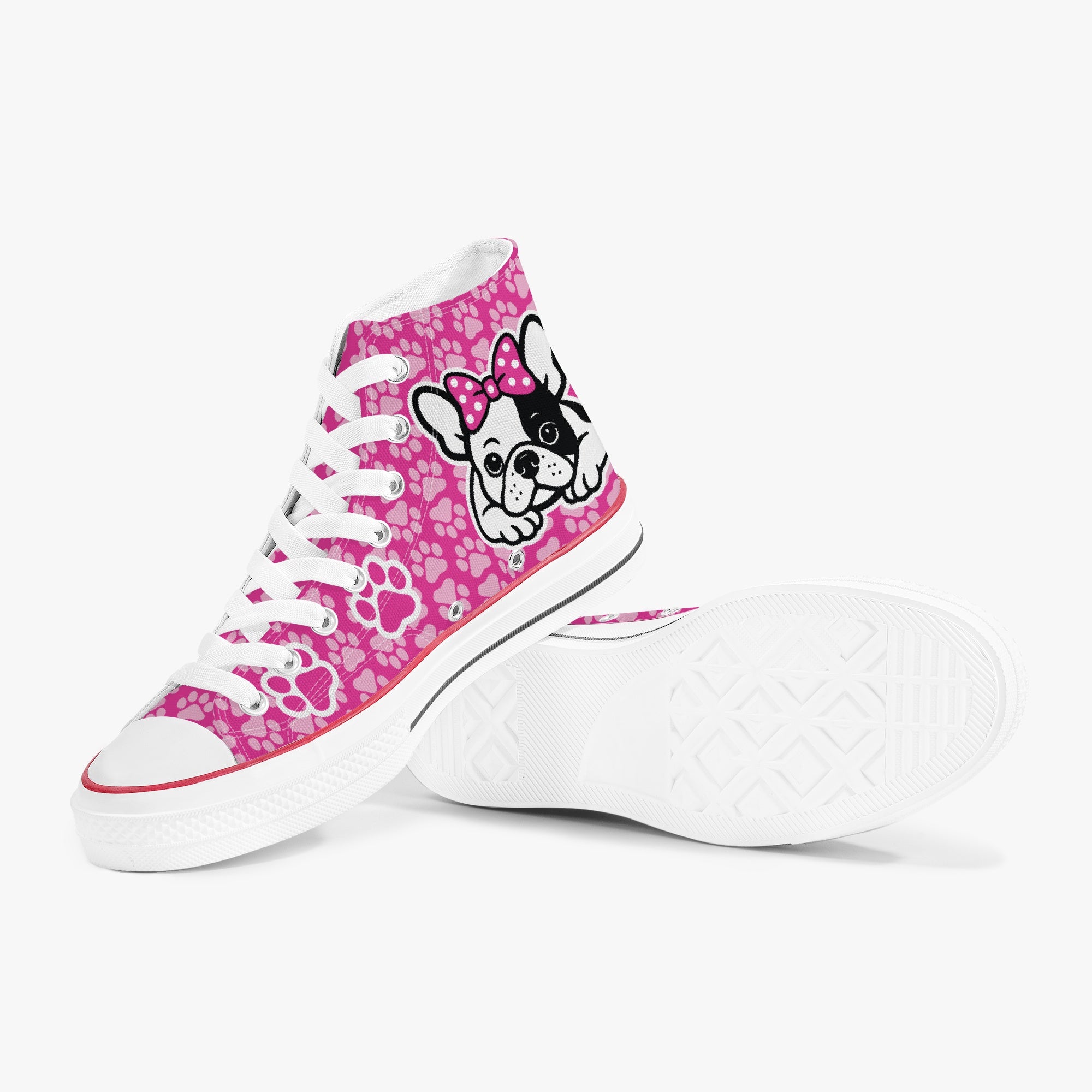 Kevin - Casual High-top Canvas Shoes Frenchie Themed Wear