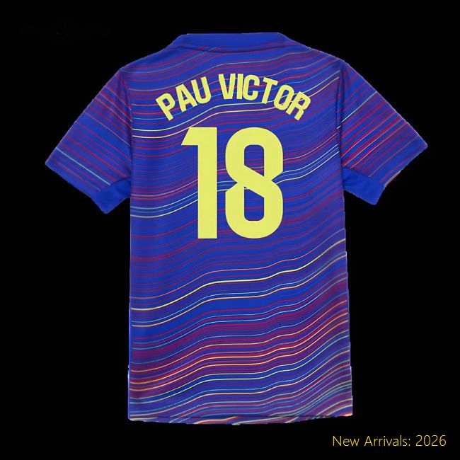 2025-2026 Barcelona Academy Pro Pre Match Shirt (Blue) - Kids (Pau Victor 18)