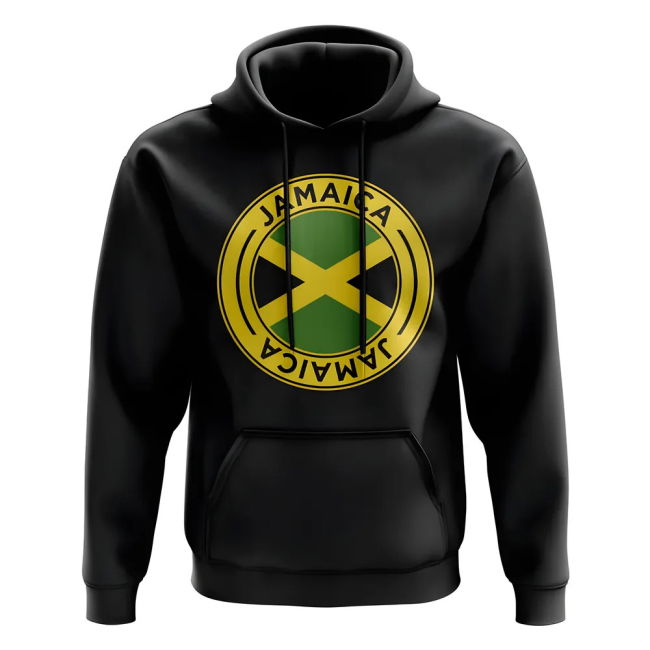 Pro-Grade Jamaica Football Badge Hoodie (Black) Collector'S-Item