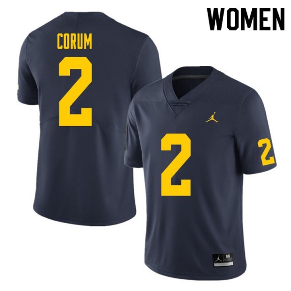 Women Michigan Wolverines Navy #2 Jordan Team Color Performance