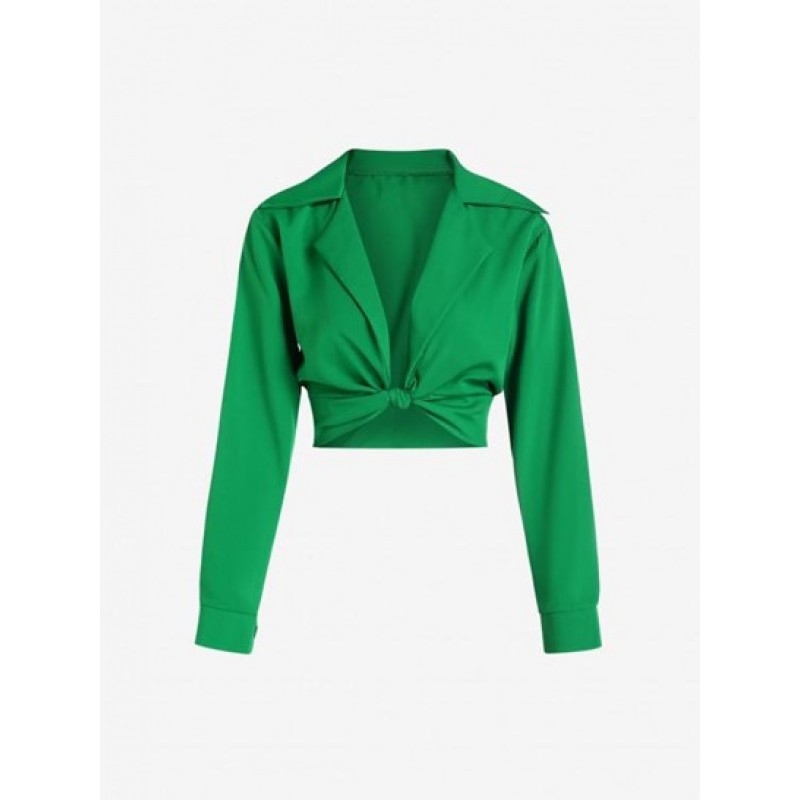 Knotted Lapel Crop Shirt UG1222