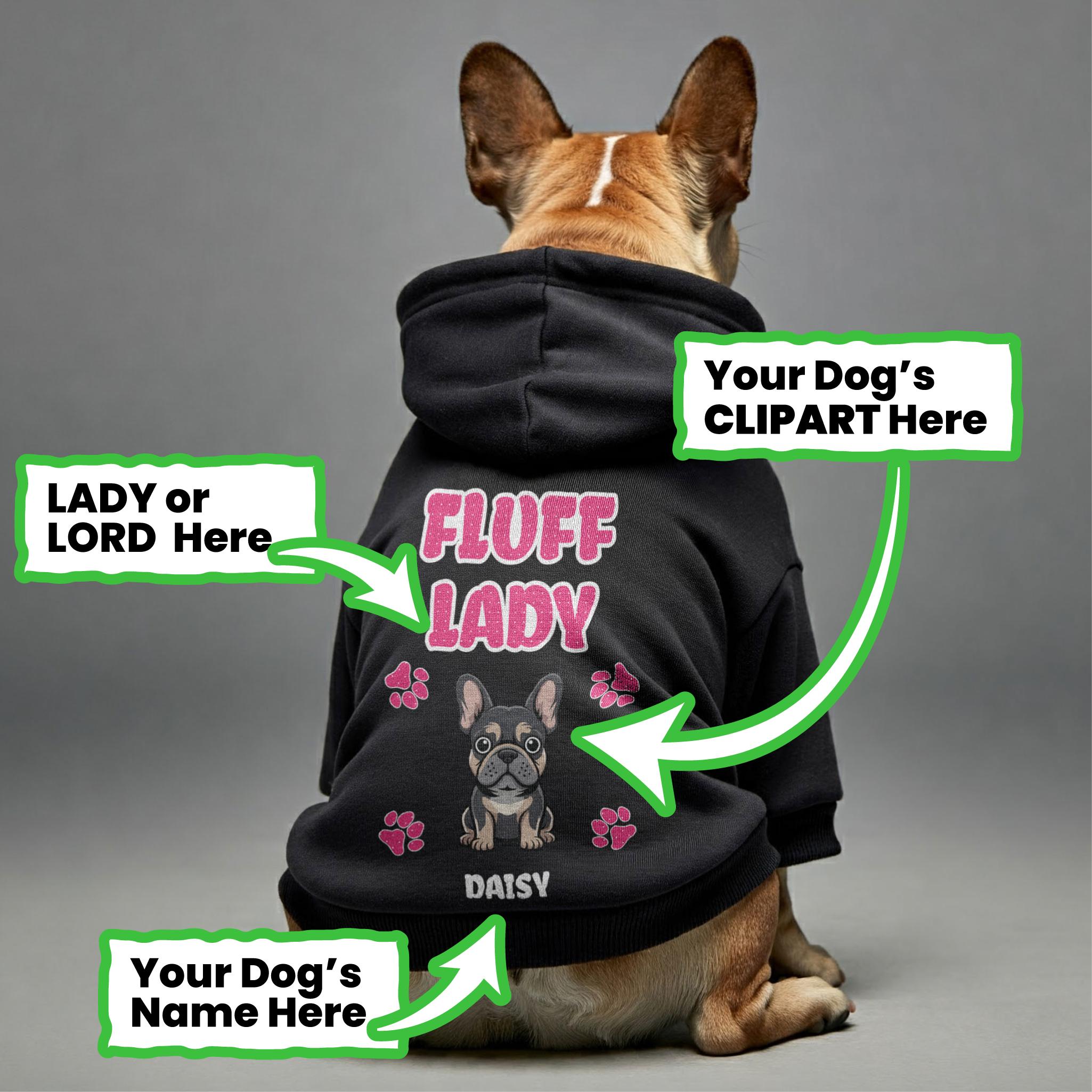 Lifestyle-Driven Fluff Lady - Personalized French Bulldog Hoodies Wit...