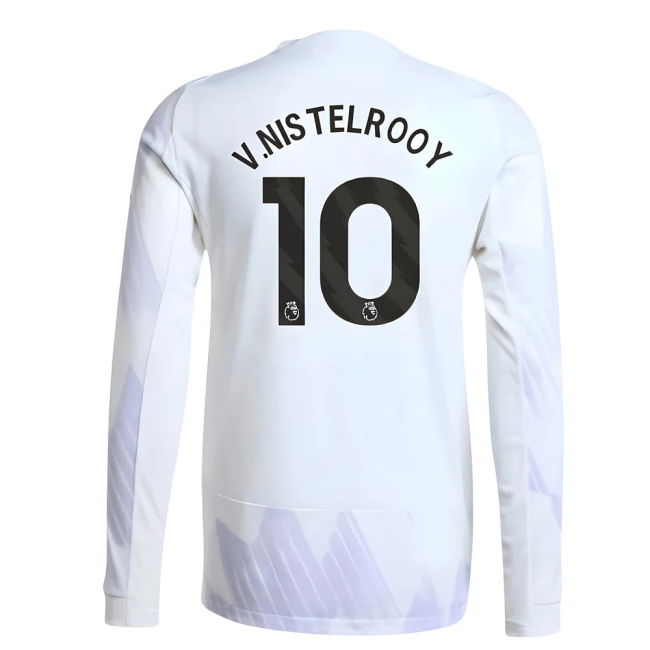 Men's 2025-2026 Man Utd Authentic Long Sleeve Away Shirt (V.Nistelr...