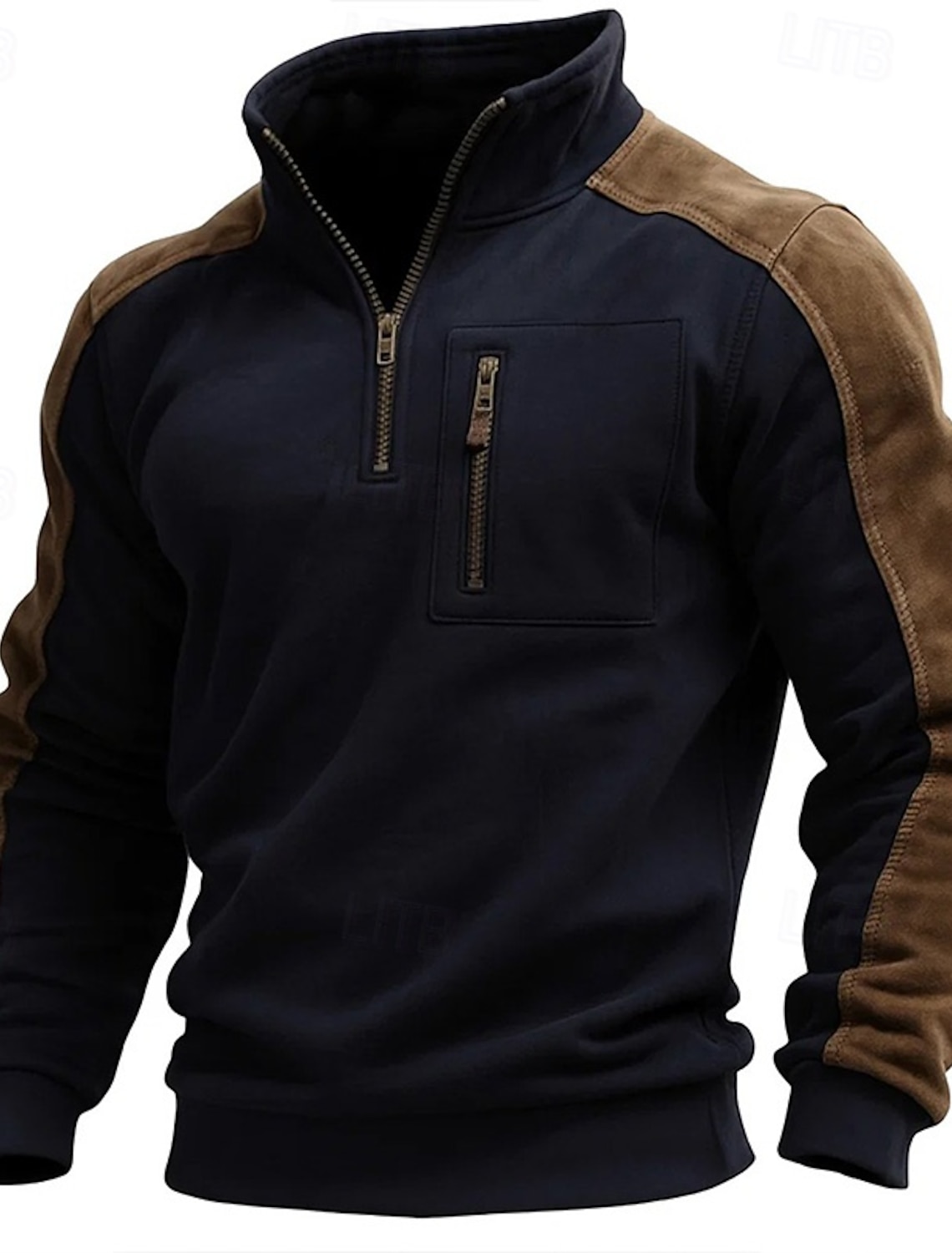 Men's Full Zip Hoodie Tactical Black Navy Blue Hooded Plain Zipper