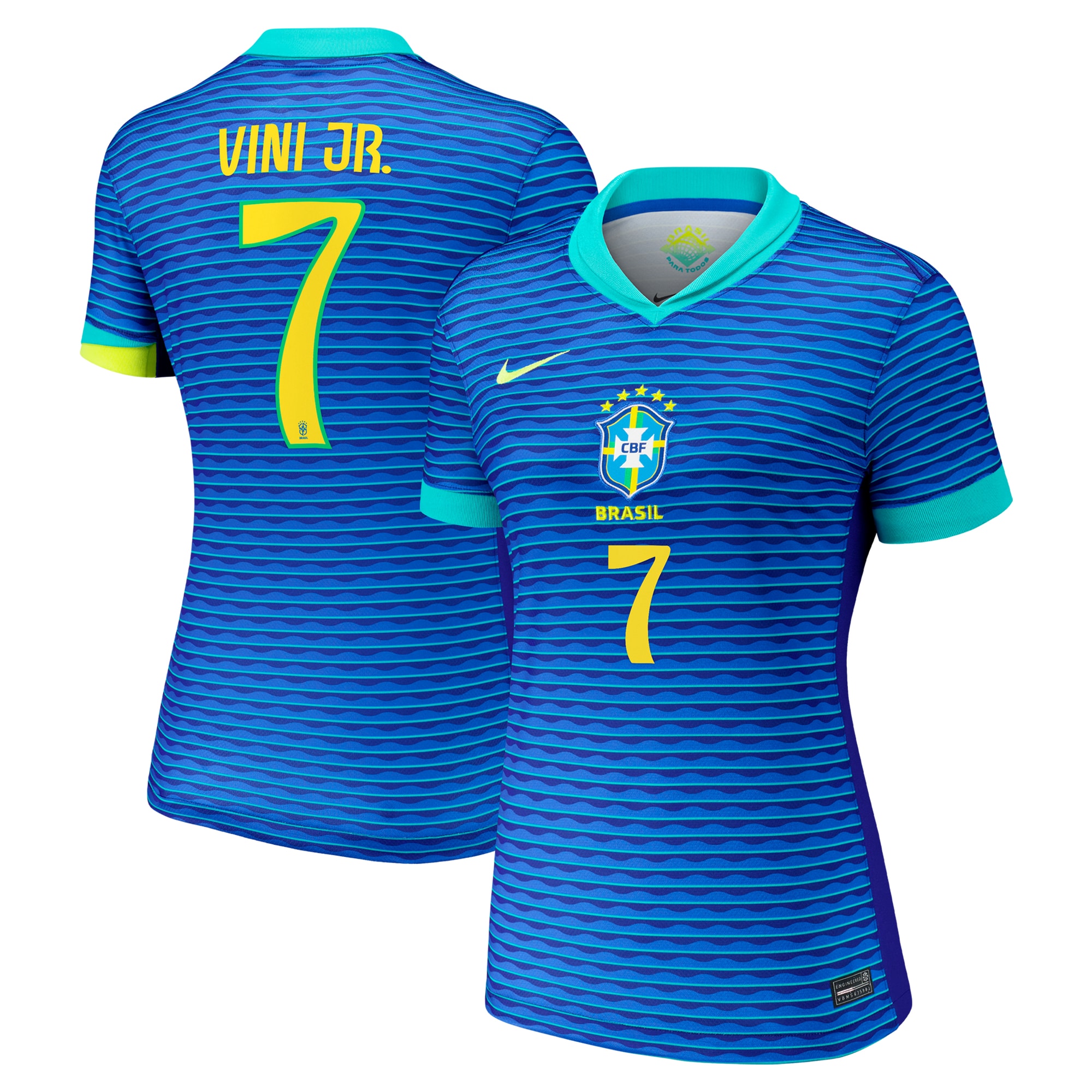 [JED] Vini Jr. Brazil National Team Women's 2024 Away Replica Jersey - Blue