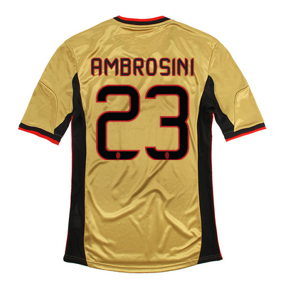 Lightweight 13-14 AC Milan 23 Ambrosini Away Golden Jersey Shirt