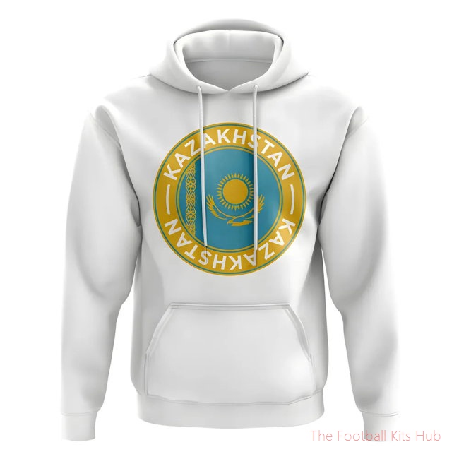 Men Kazakhstan Football Badge Hoodie (White)
