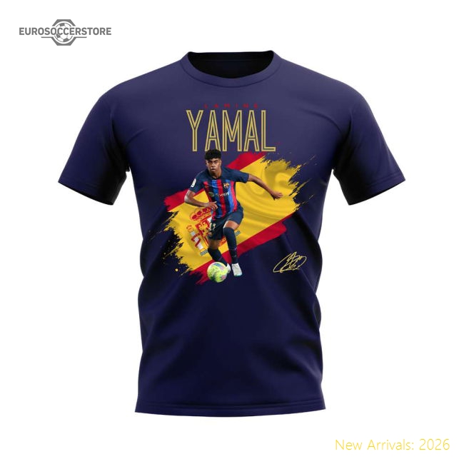 Lamine Yamal Barcelona Flag T-Shirt (Navy)