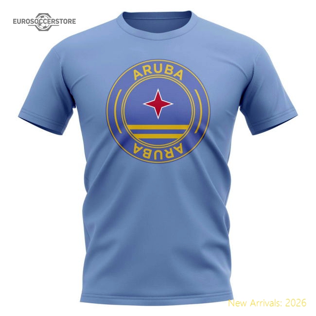 Top-grade Aruba Football Badge T-shirt (sky) - Budget-friendly