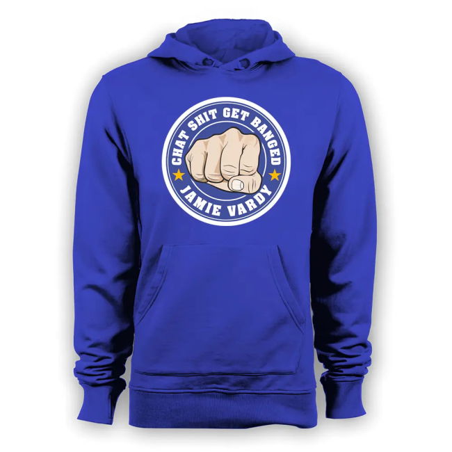 Leicester City Jamie Vardy Chat Get Banged Logo Hoody (Blue) - premium