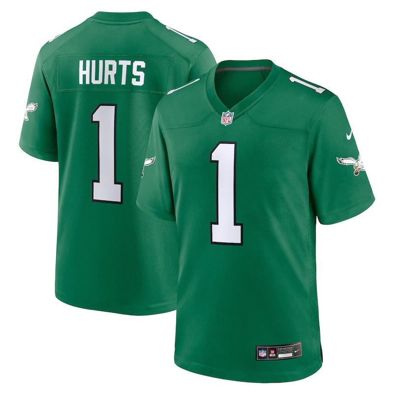 Jalen Hurts Philadelphia Eagles Nike Youth Game Jersey - Kel...
