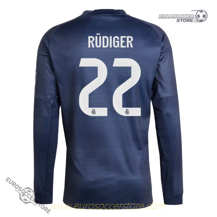 Away Long Sleeve Jersey of Real Madrid's RÜDIGER 22 for the 25-26 Season