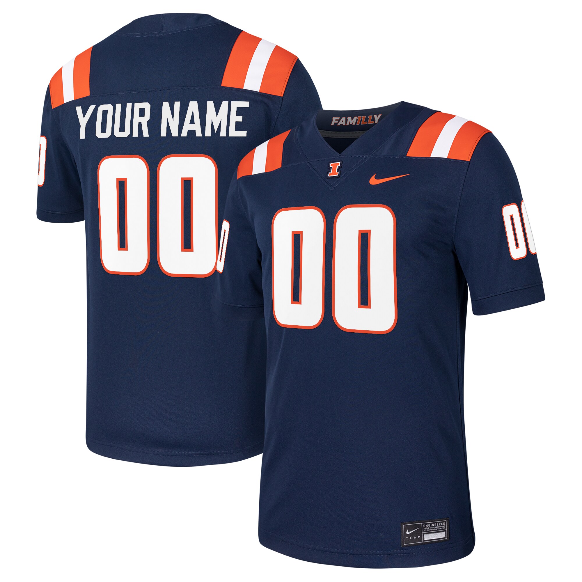 [NJP] Illinois Fighting Illini Custom Football Game Jersey - Navy