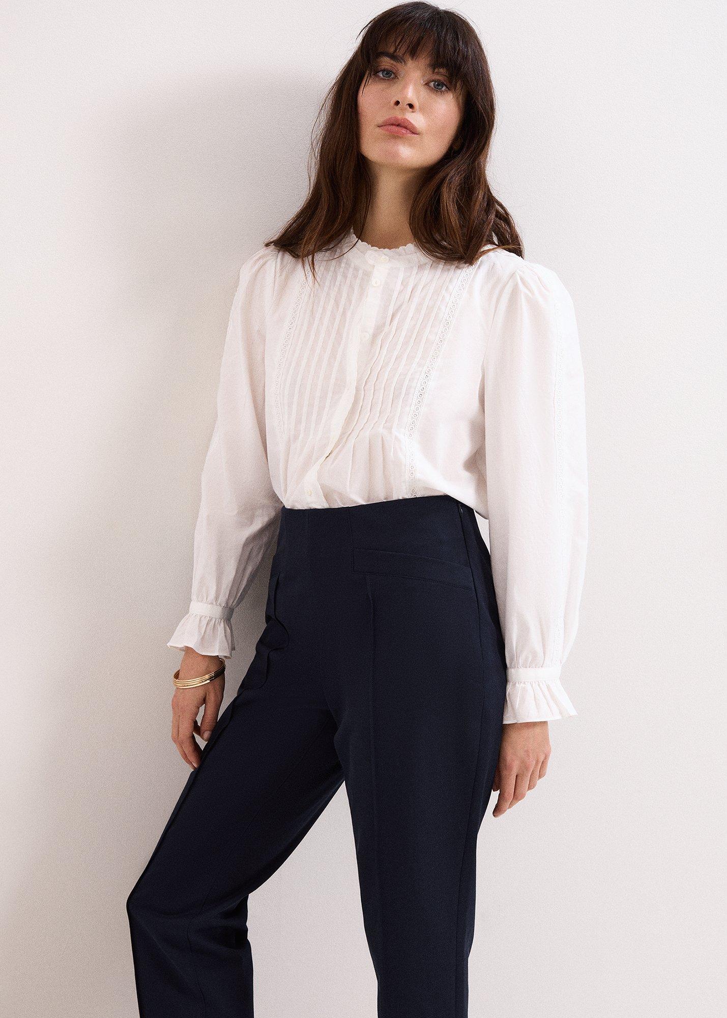 Miah Navy Cropped Slim Trousers