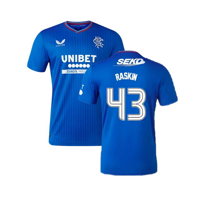 Top Grade 2023-2024 Rangers Home Home Raskin 43 With Vintage Design -