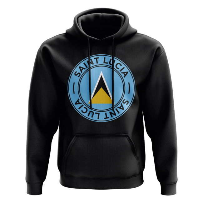 Exclusive-Design Saint Lucia Football Badge Hoodie (Black)
