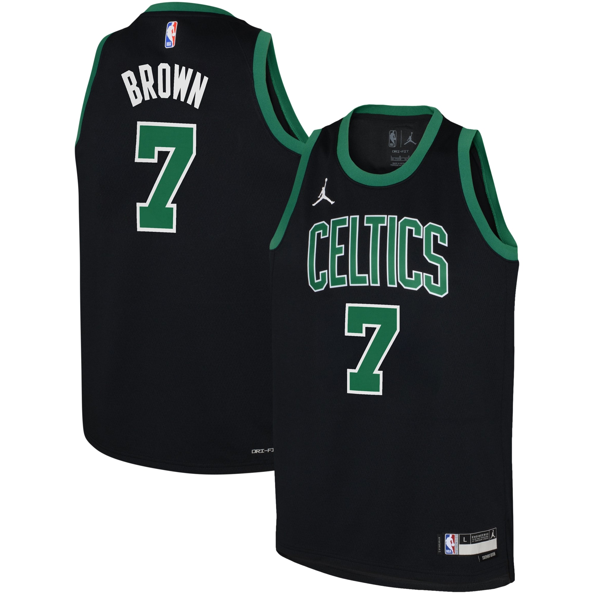 [ESK] Jaylen Brown #7 Boston Celtics Youth Swingman Jersey - Statement Edition - Black