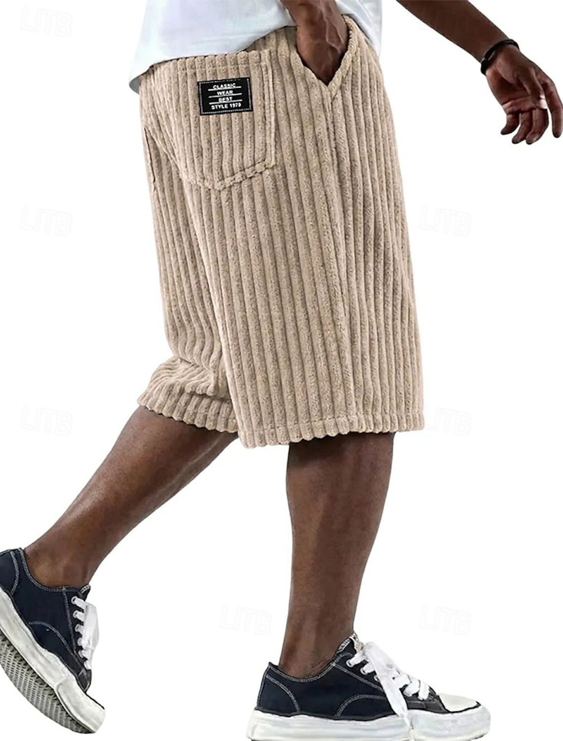 Men's Shorts Casual Corduroy Pocket Elastic Waist Simple Plain Comfort