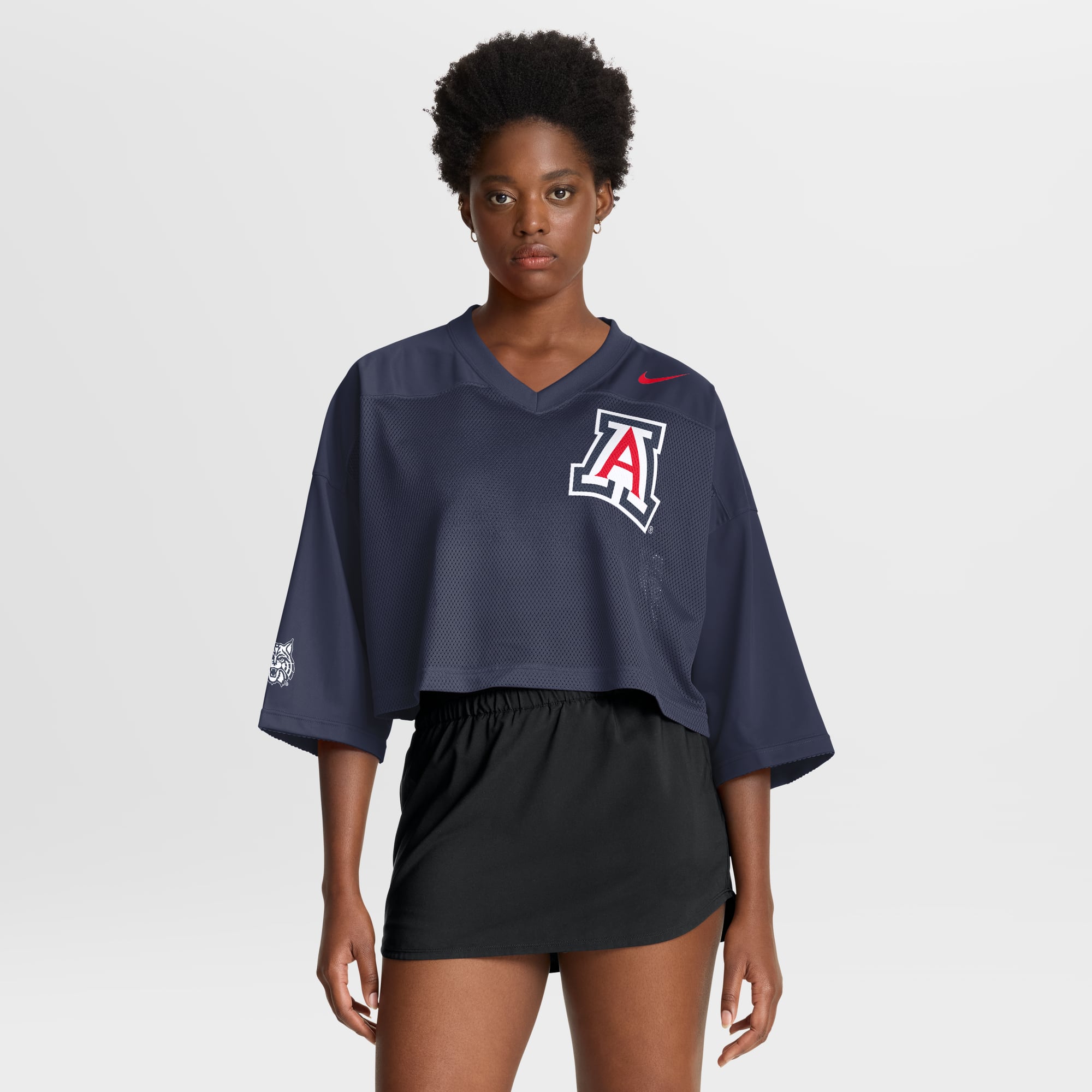 Arizona Wildcats Nike Women's Cropped Mesh Dri-FIT Fashion Jersey - Navy