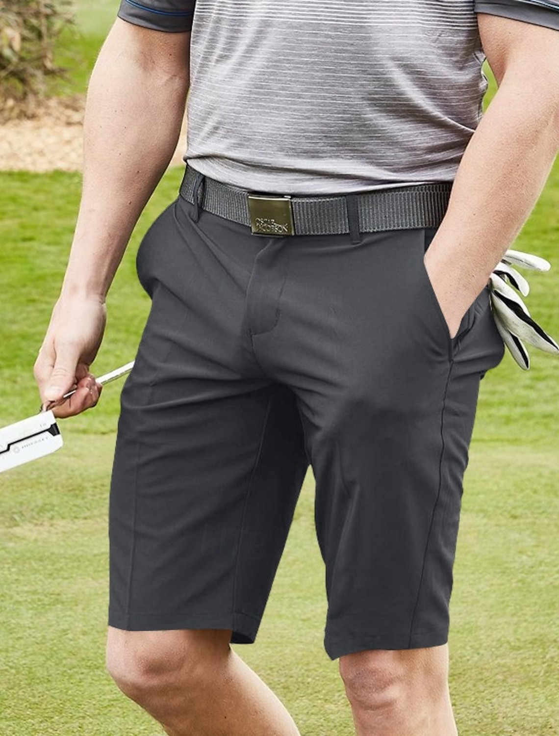 Men's Shorts Dress Shorts Golf Shorts Pocket Straight Leg Plain Quick Dry No-Iron Knee Length Outdoor Daily Running Fashion Business Black Navy Blue Stretchy
