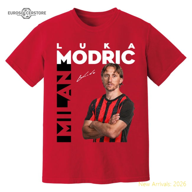 Genuine Top-Quality Luka Modric Ac Milan New Signing T-Shirt (Red)