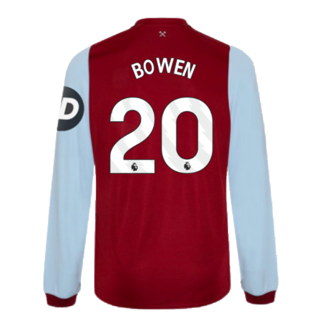 West Ham Long Sleeve official style Home Shirt 2023-2024 (Kids