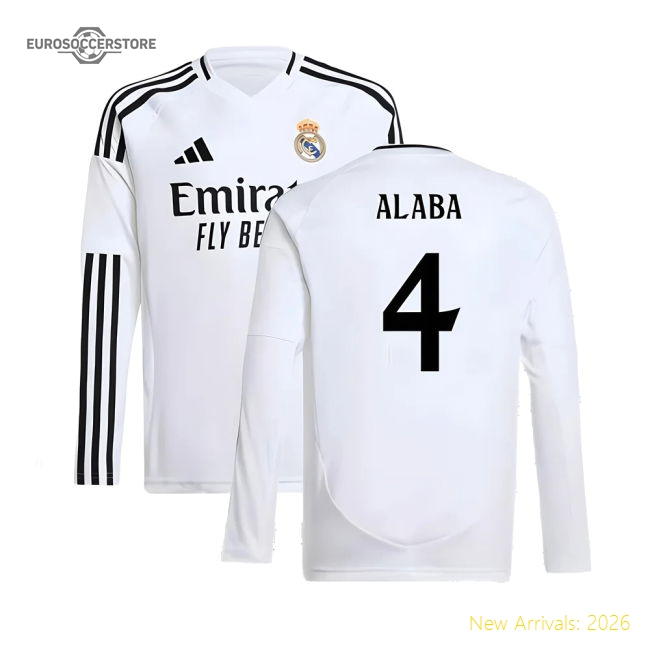 Performance 2024-2025 Real Madrid Long Sleeve Home Shirt (Kids) (Alaba
