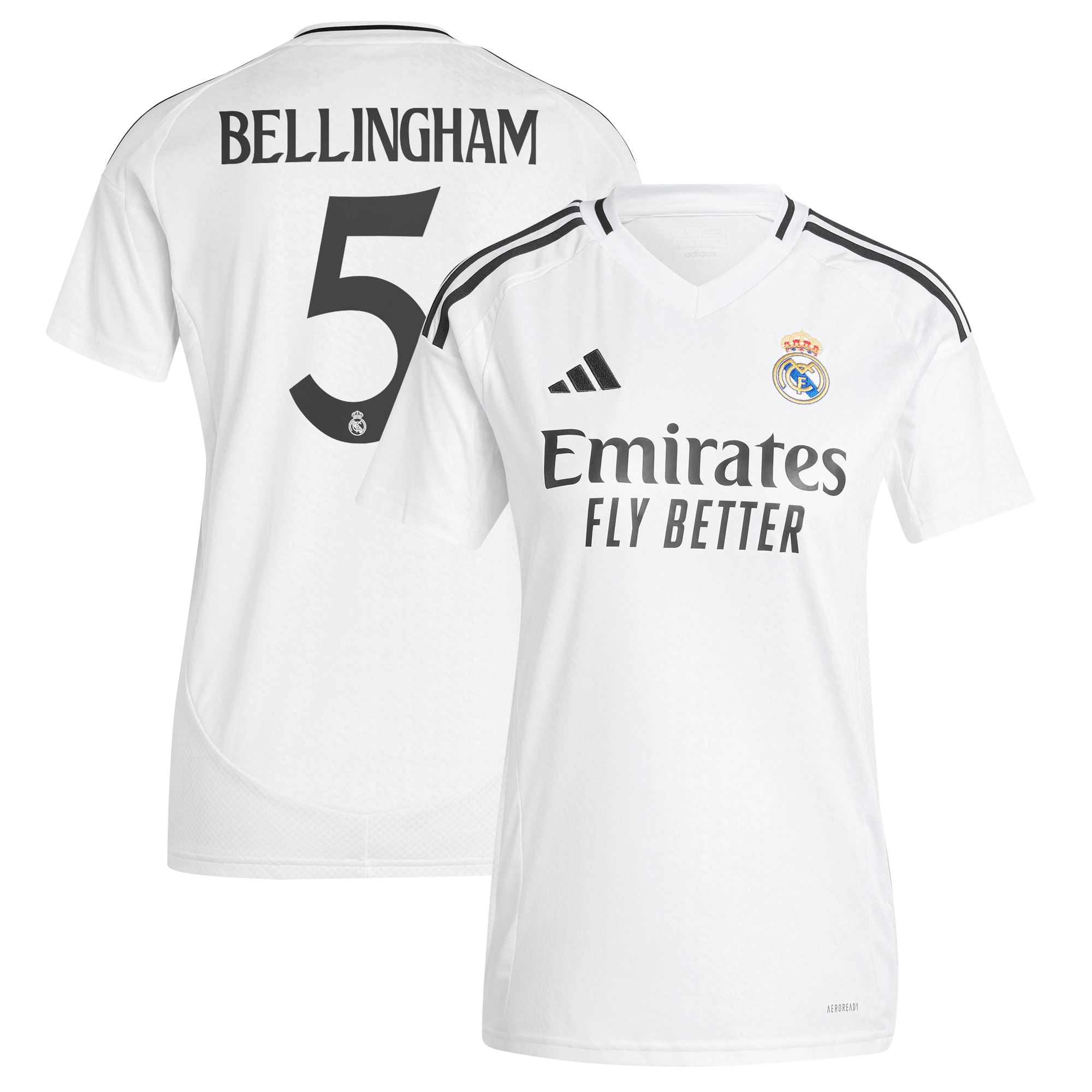 [SJH] Jude Bellingham #5 Real Madrid Women's 2024/25 Home Replica Player Jersey - White