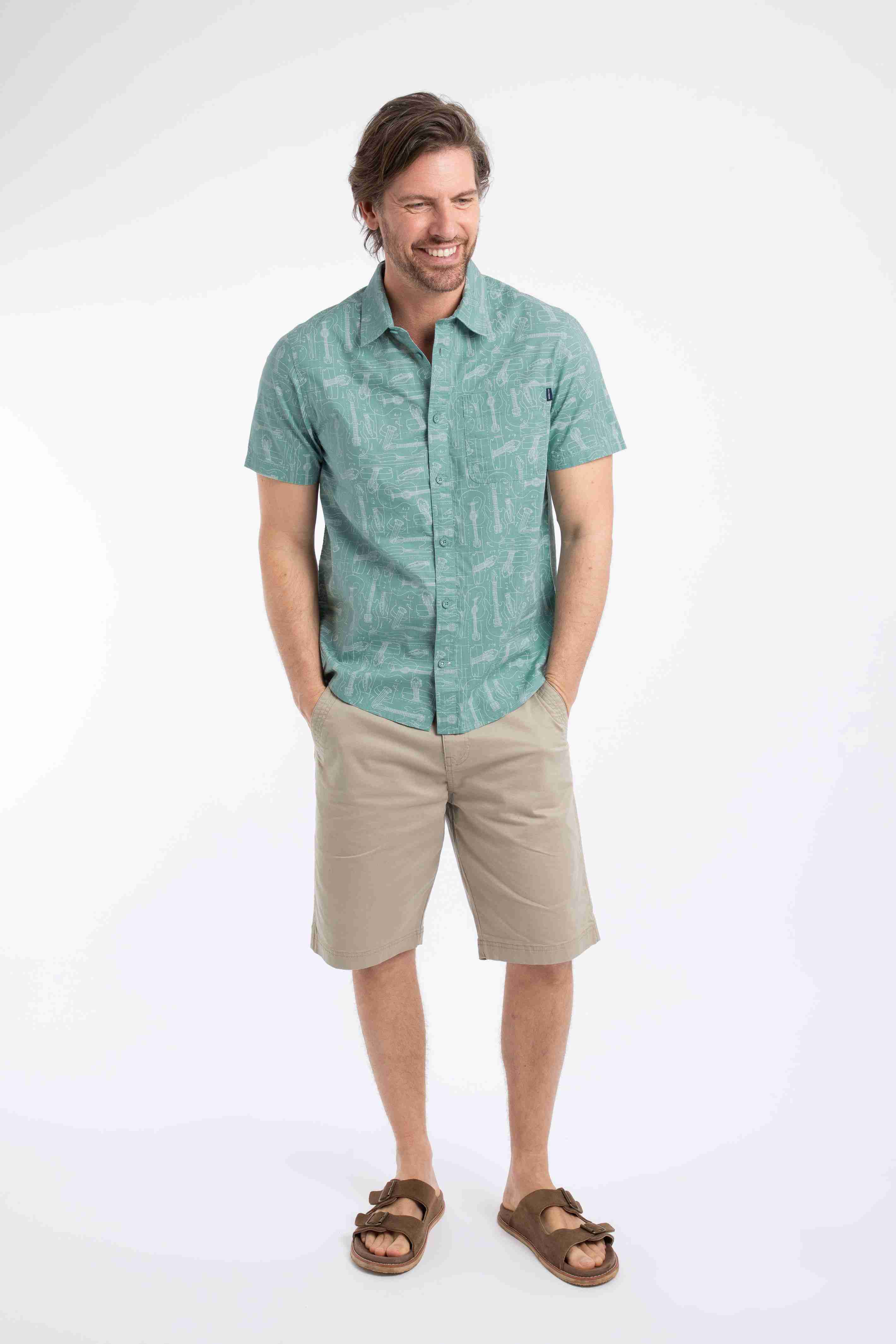 Faraway Short Sleeve Printed Shirt Mineral Blue