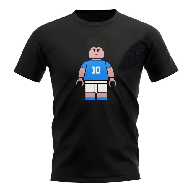 Diego Maradona Napoli Brick Footballer T-Shirt (Black)