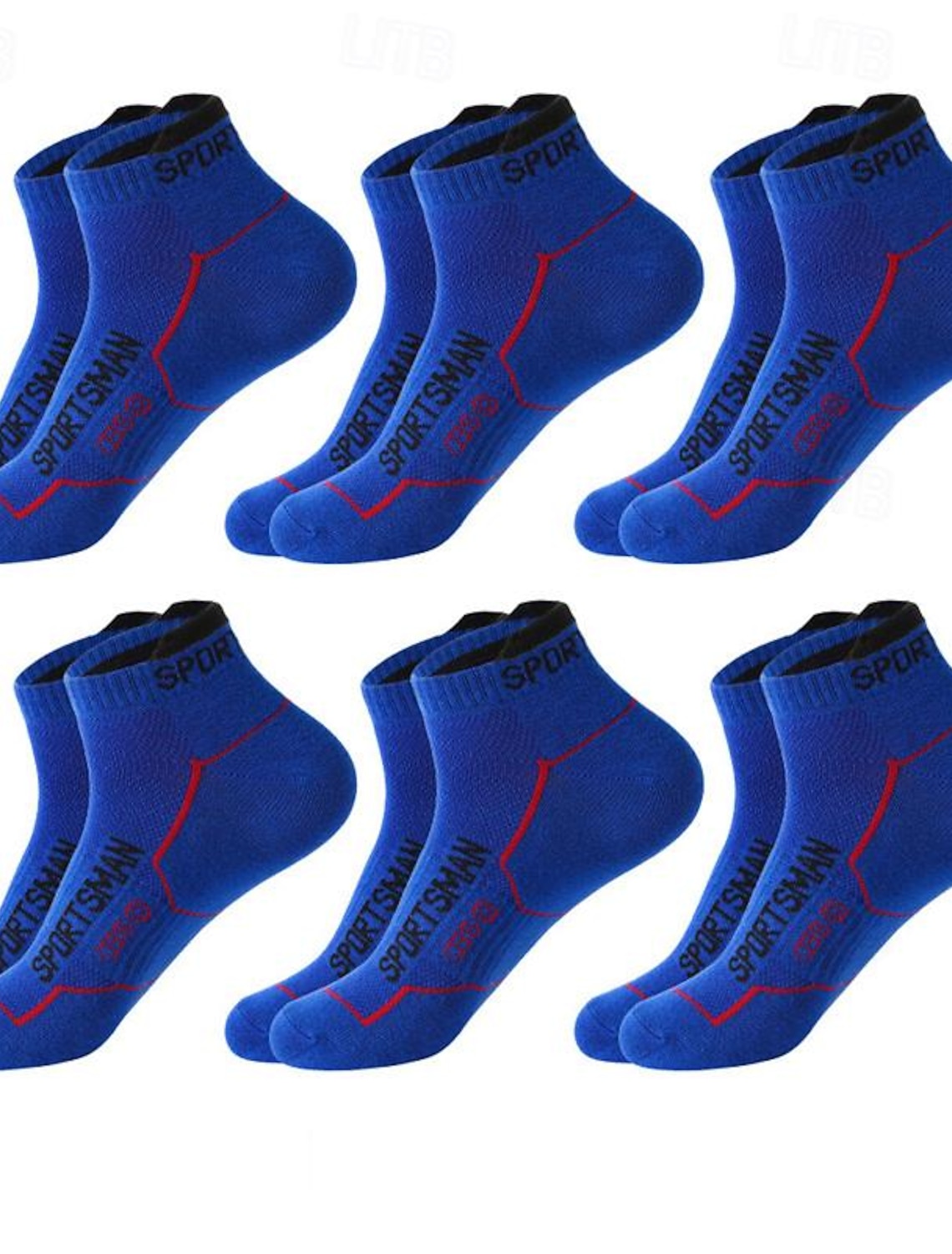 Men's 6 Pack Multi Packs Socks Ankle Low Cut Running Casual Black