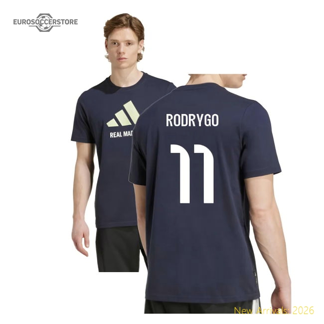 2025-2026 Real Madrid Seasonal Graphic Tee (legend Ink) (rodrygo 11)
