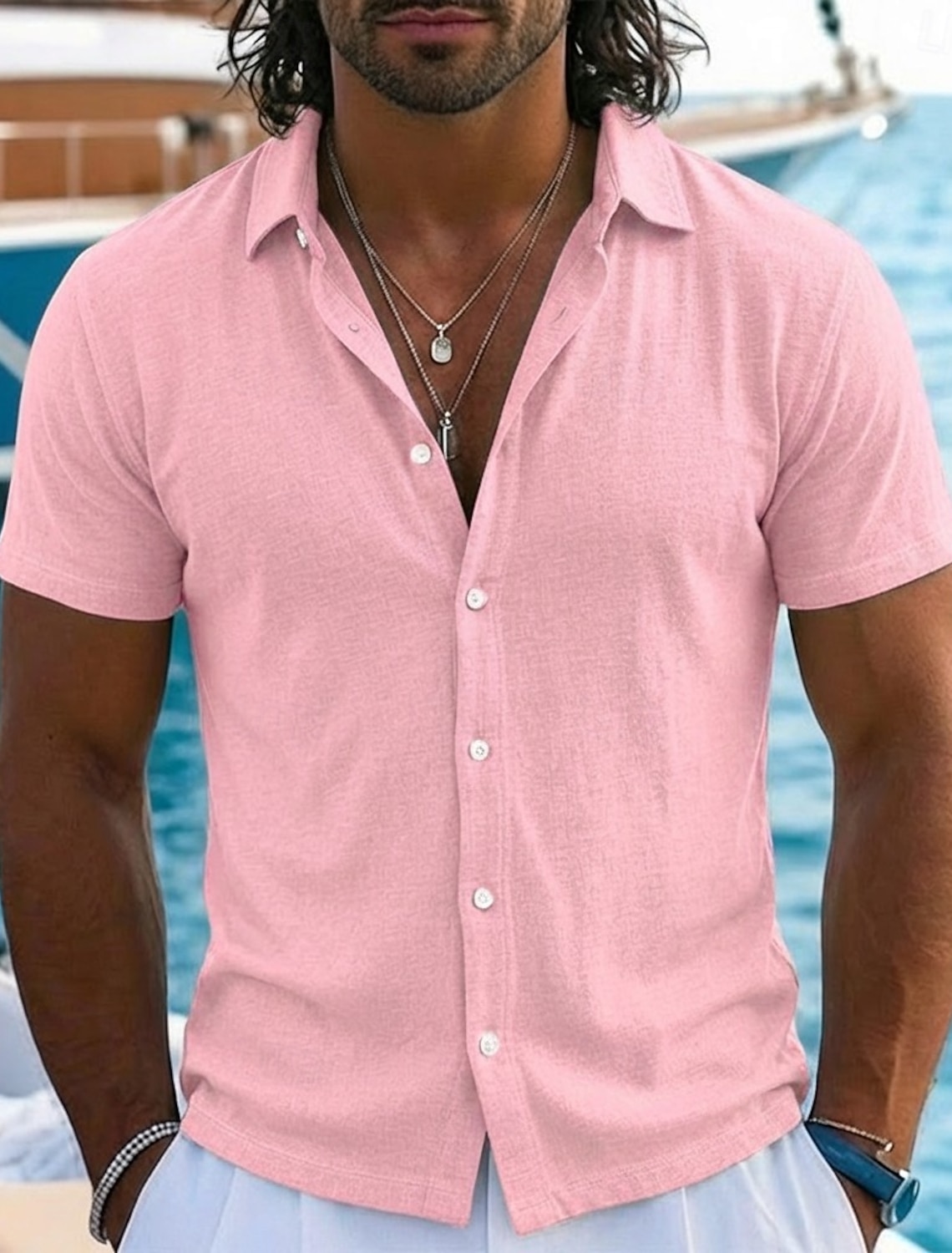 Men's Tee Top Linen T-Shirt Long Sleeve V Neck Summer Spring Spring & Summer Solid Color Plain Textured Daily Casual Street Style Plain Casual Outdoor Street Blue Lake blue Black Top Tee for Men
