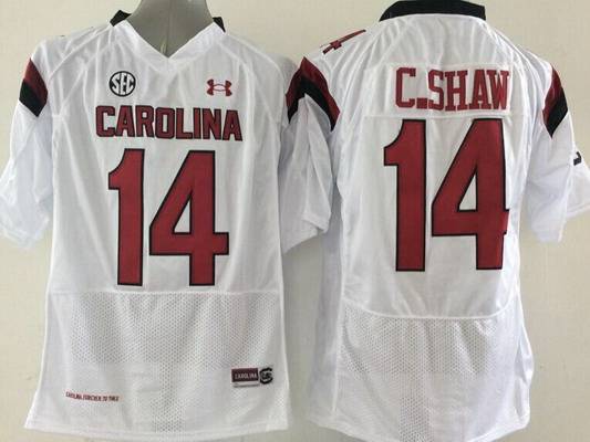 Men's None White 2024 authentic Connor Shaw #14 premium Jersey