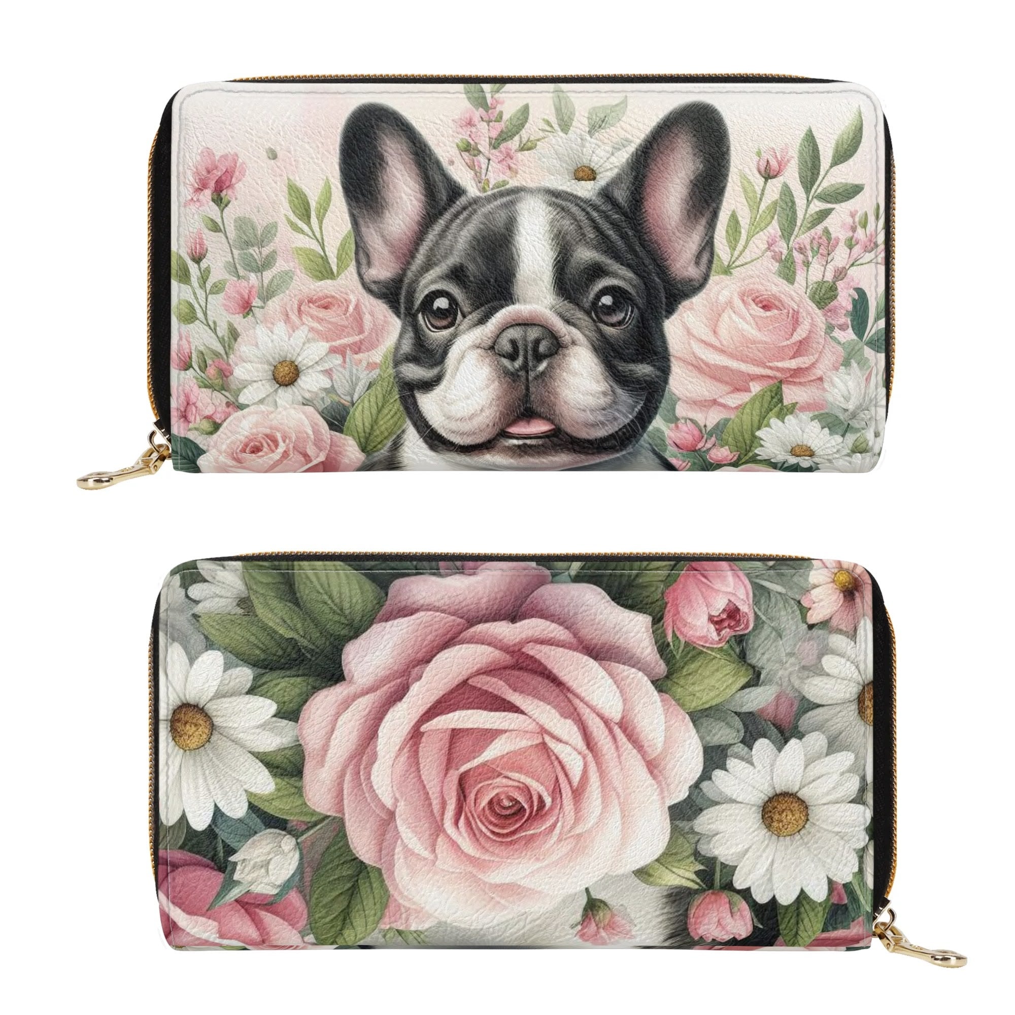 Premium Lady - Leather Zipper Wallet for French Bulldog Lovers