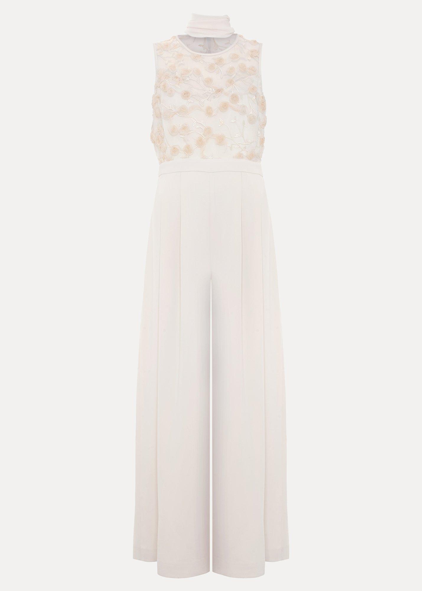 Petite Florentina Cream Textured Jumpsuit