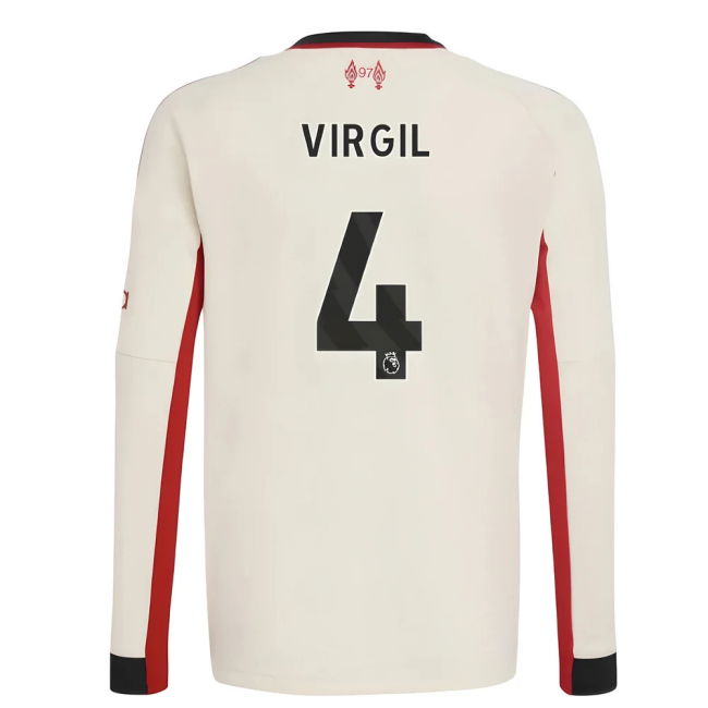 2025-20 Liverpool Away Football Shirt Virgil Name Number L S Kids