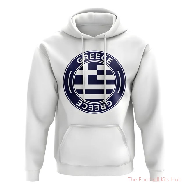 Men Greece Football Badge Hoodie (White) UEFA Euro