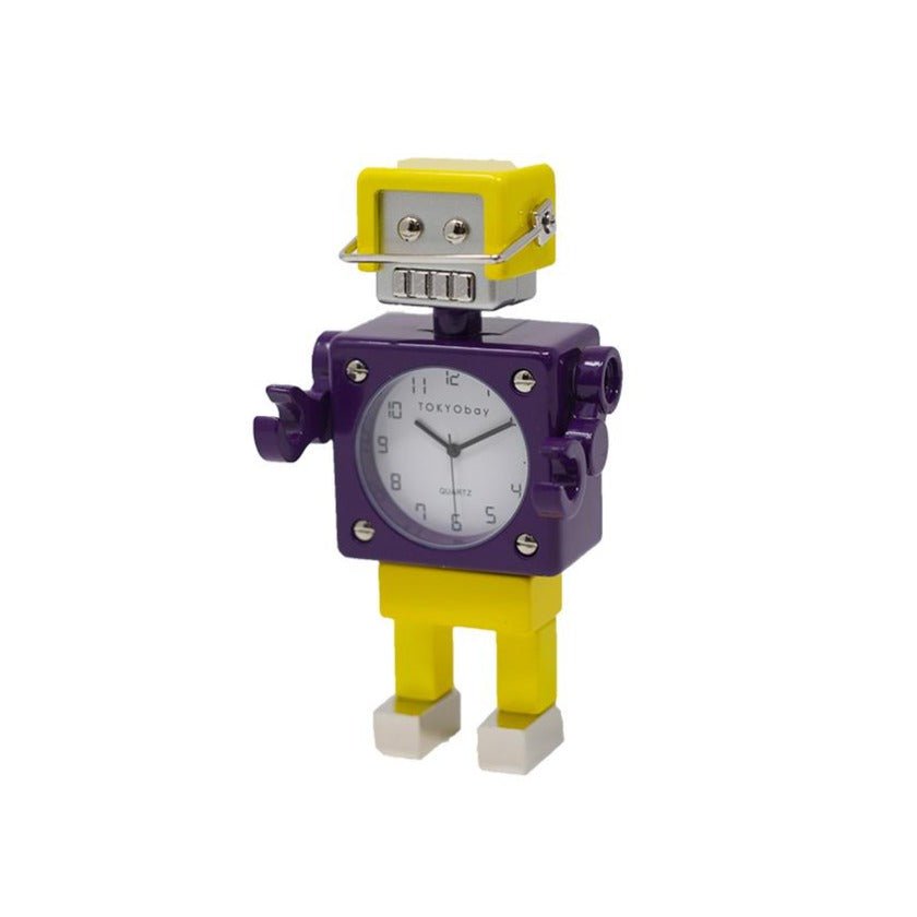 Football Robot Clock - Purple/Yellow