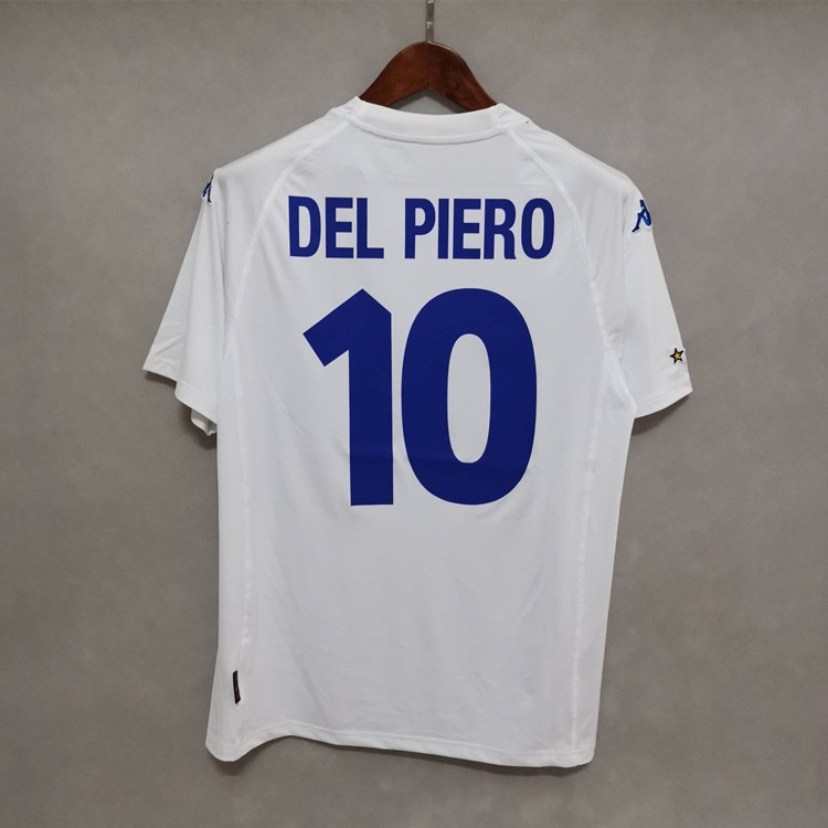 Italy FootBall Shirt 2000 Retro White Soccer Jersey 10 DEL PIERO -