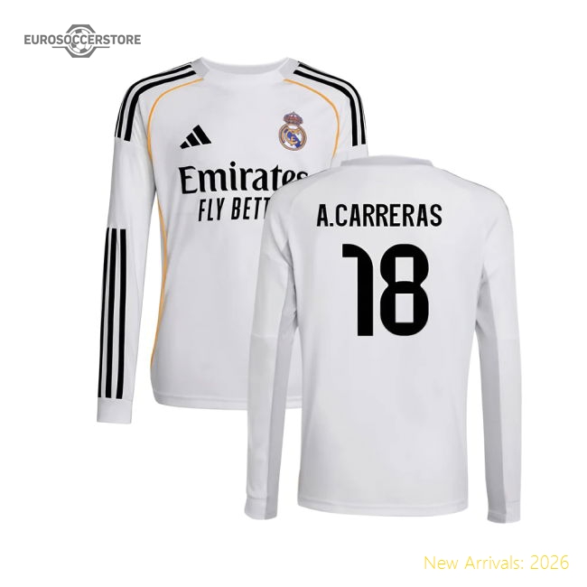 Superior 2025-2026 Real Madrid Long Sleeve Home Kit (kids) (acarre