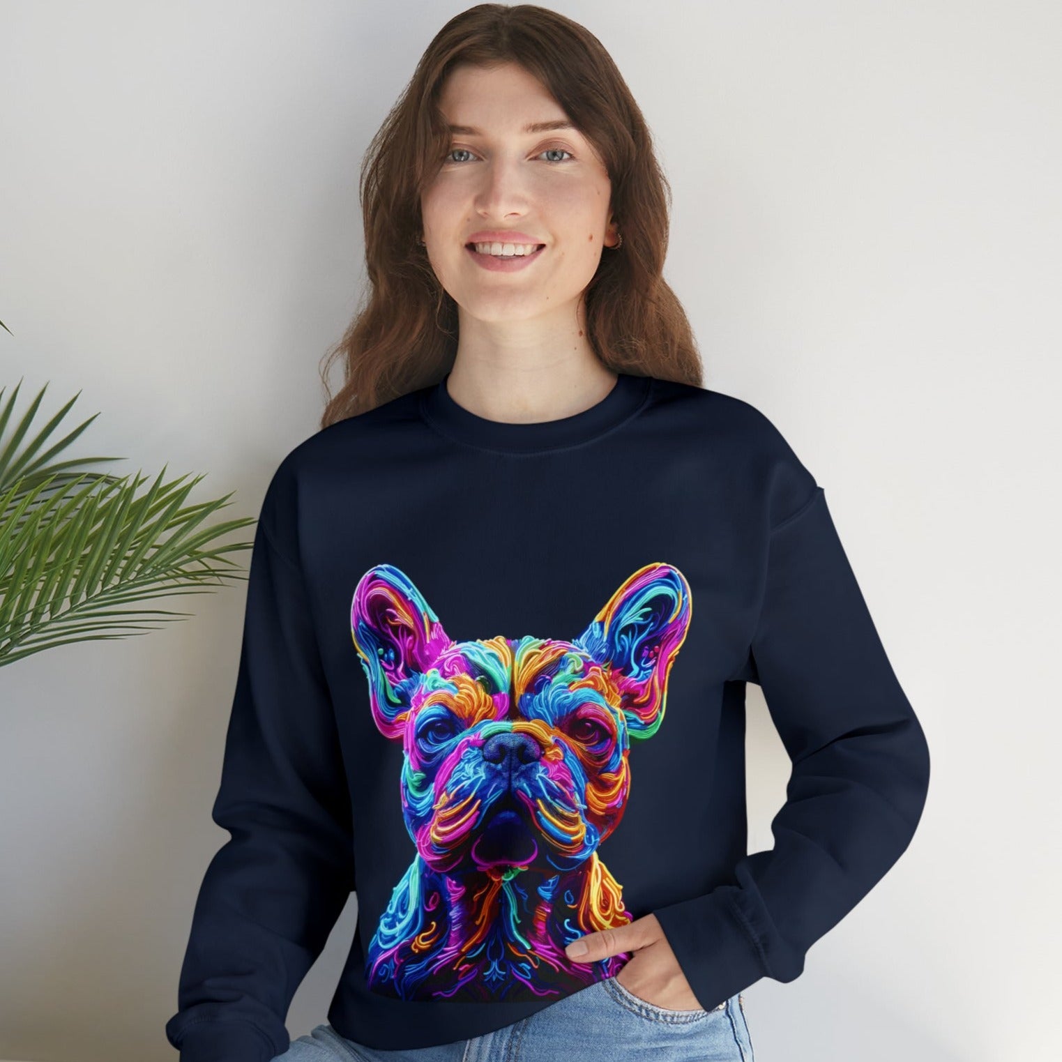 French Bulldog Neon Style Unisex Sweatshirt Useful Frenchie Gear