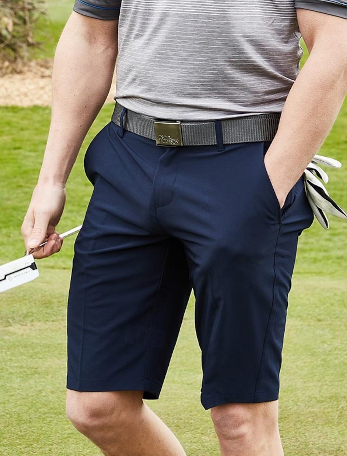 Men's Shorts Dress Shorts Golf Shorts Pocket Straight Leg Plain Quick Dry No-Iron Knee Length Outdoor Daily Running Fashion Business Black Navy Blue Stretchy