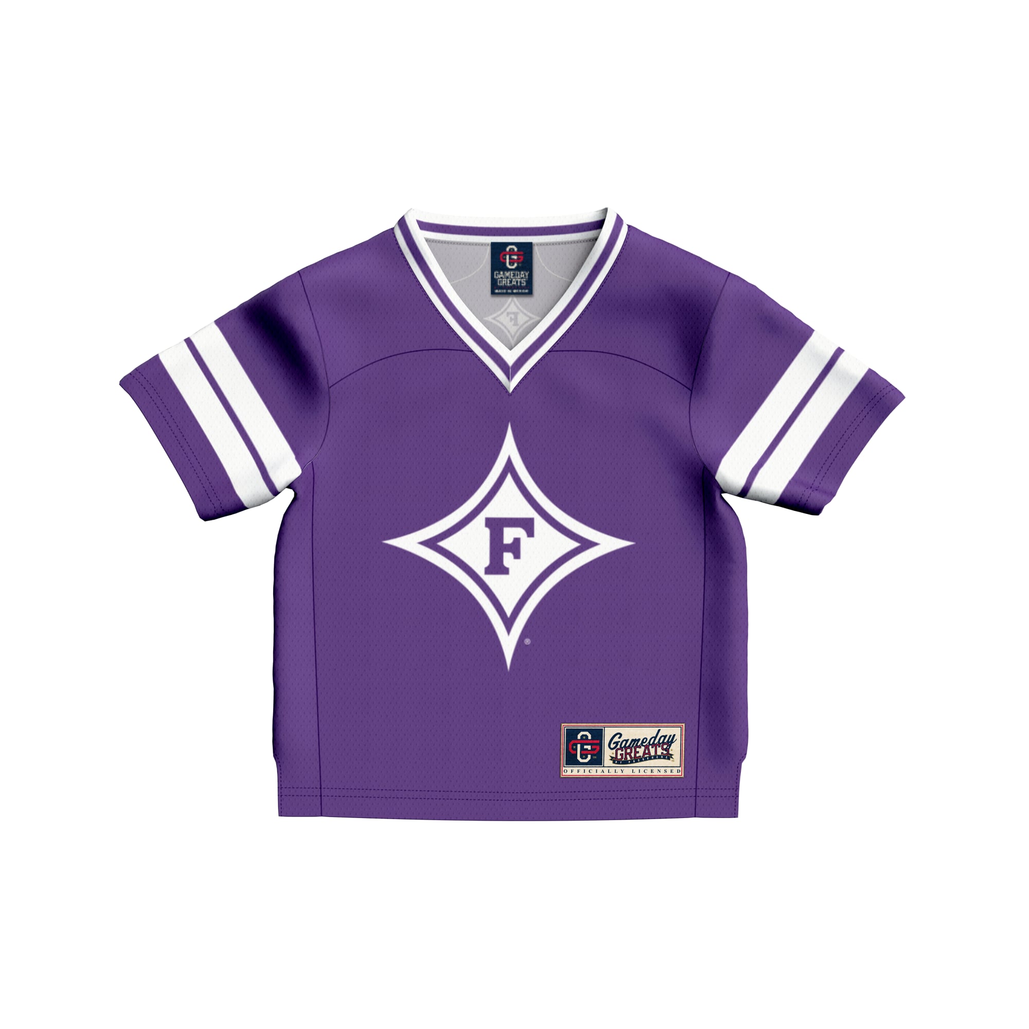 Toddler #1 Purple Furman Paladins Lightweight Collegiate Football Fashion Jersey