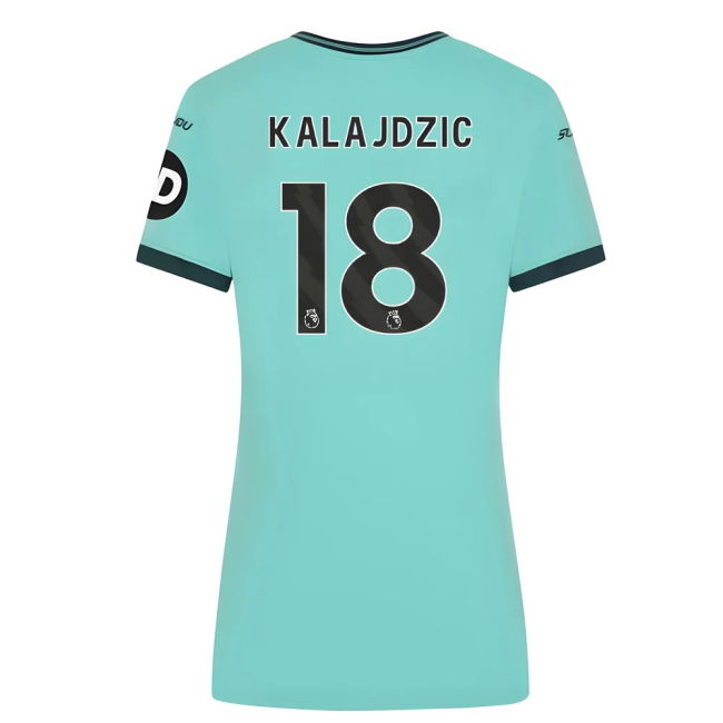 Wolves Wolves Away Shirt Womens Kalajdzic #18 Authentic Design Tru...