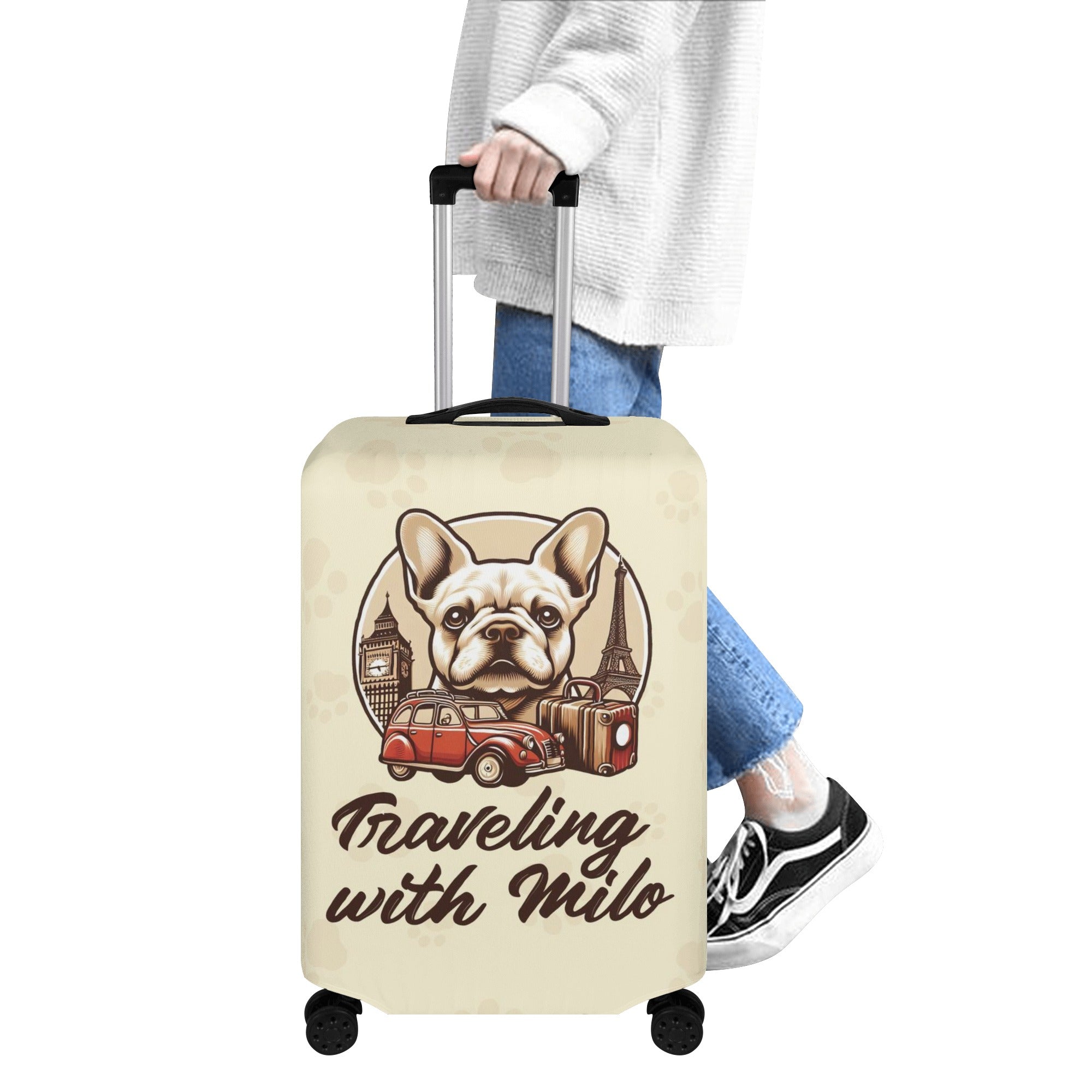 Frenchie-Fan Personalized Luggage Cover With Frenchie Name - Luggage ...