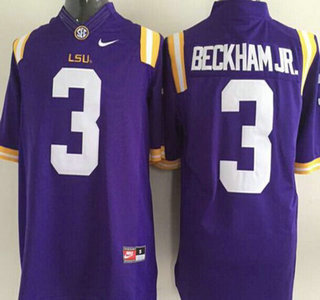 away jersey Men's LSU Bayou Bengals Odell Beckham #3 Purple 2015