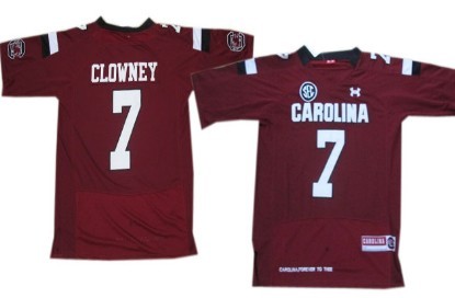 Men's None #7 Jadeveon Clowney Red 2013 official embroidered Jersey