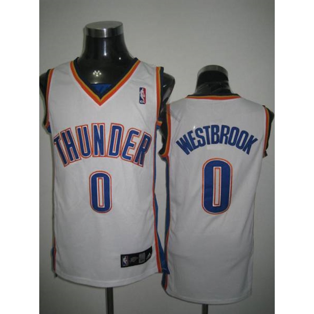 Thunder #0 Russell Westbrook Stitched White NBA Jersey