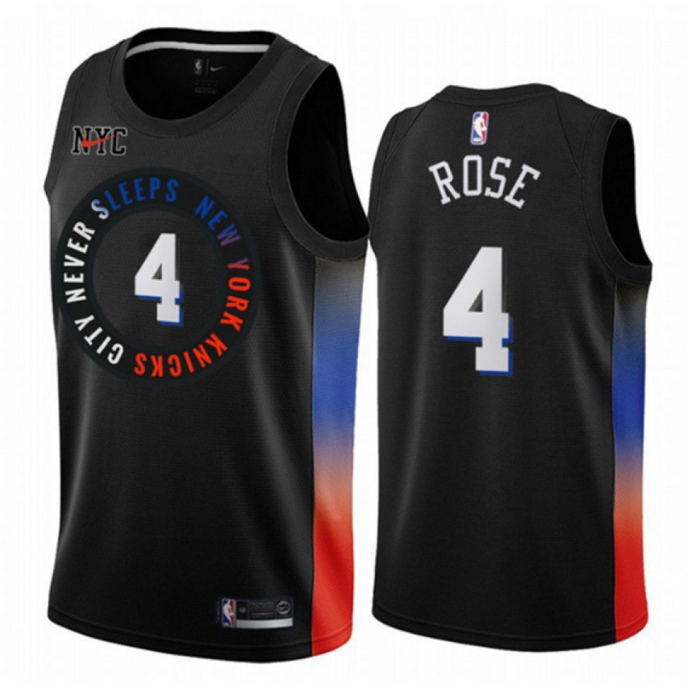 Performance Retro Men's Knicks #4 Derrick Black Basketball Jersey